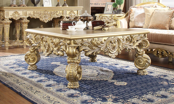 HD-8086 Bright Gold Traditional Coffee Table