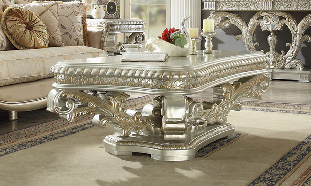 HD-8088 Silver With Gold Highlight Traditional Coffee Table