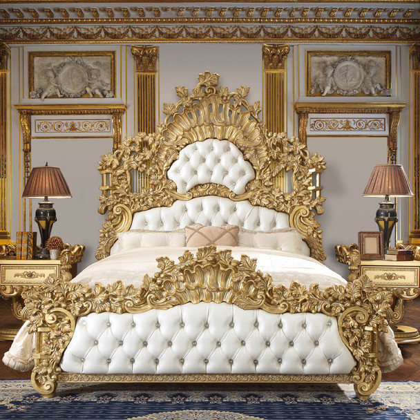 HD-8086 Bright Gold Traditional Eastern King Upholstered Bed
