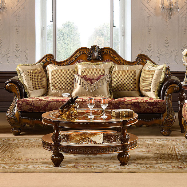 Homey Design Perfect Brown Traditional Upholstered Sofa