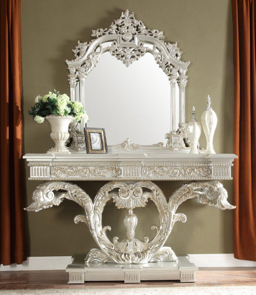 HD-8088 Silver With Gold Highlight Traditional Console Table