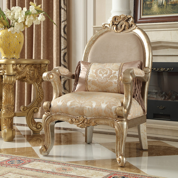 Homey Design Champagne With Rust Highlight Traditional Upholstered Accent Chair