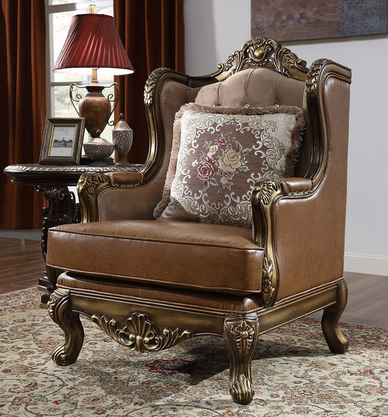 HD-555 Brown Cherry Classic European Upholstered Accent Chair