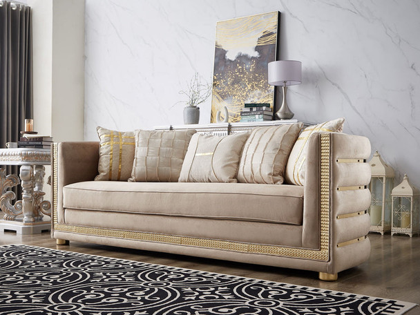 HD-9040 Beige Traditional Upholstered Loveseat