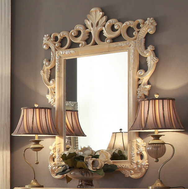HD-7266 Pickle Frost With Silver Highlight Traditional Decorative Wall Mirror