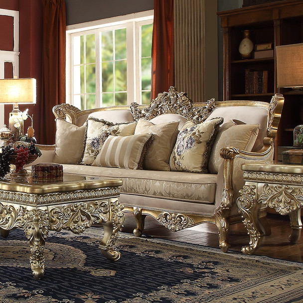 HD-04 Champagne With Rust Highlight Classic European Upholstered Sofa