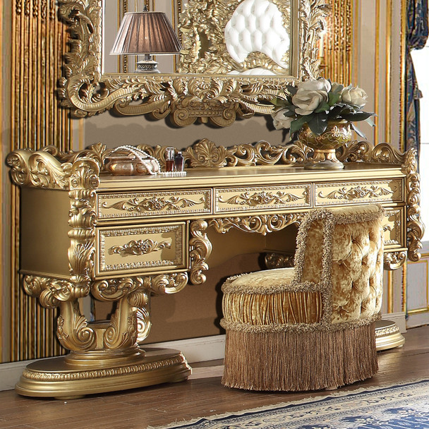 HD-8086 Bright Gold Traditional Bedroom Dresser