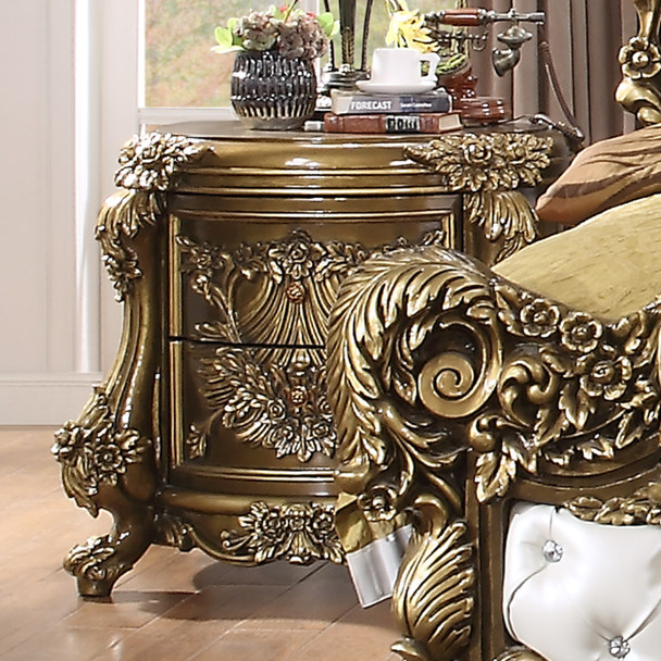 Homey Design Gold/Cherry/Pearl Traditional Nightstand