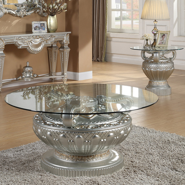HD-8908S Silver 3-Piece Traditional Coffee Table Set