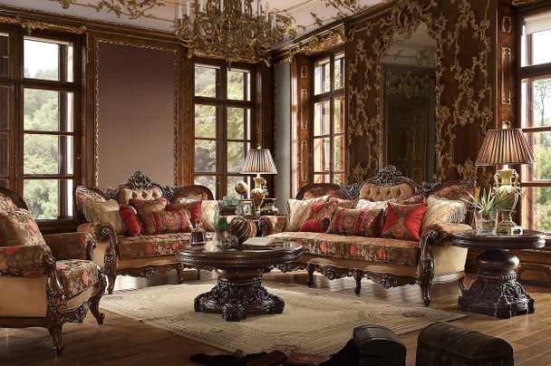 HD-39 Dark Cherry Mahogany 3-Piece Traditional Sofa Set