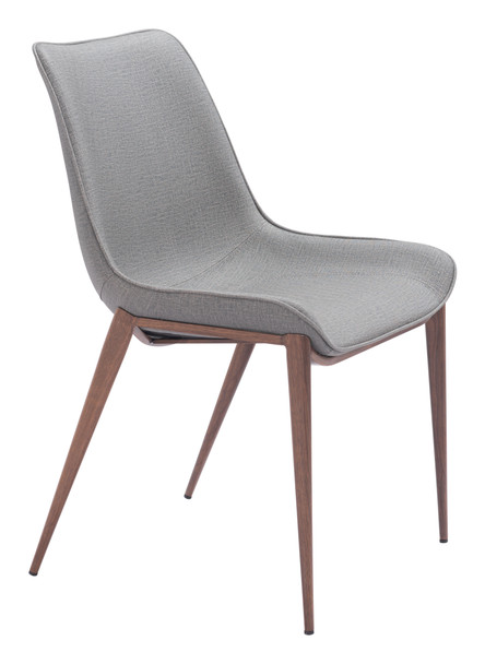 Magnus Slate Gray & Walnut (Set of 2) Steel and Polyurethane Dining Chair