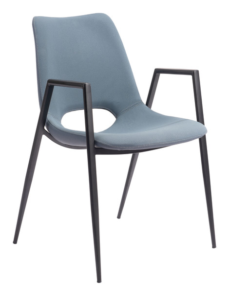 Desi Azure Gray (Set of 2) Steel and Polyurethane Dining Chair