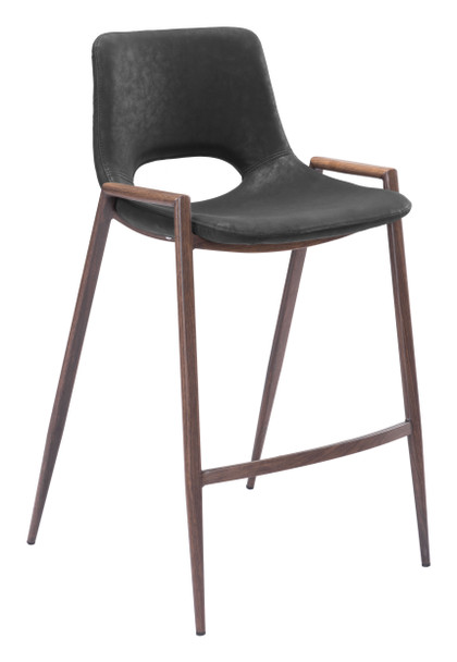 Desi Black & Walnut (Set of 2) Steel and Polyurethane Counter Stool