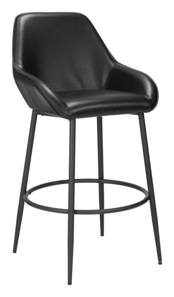 Vila Black (Set of 2) Steel and Polyurethane Barstool
