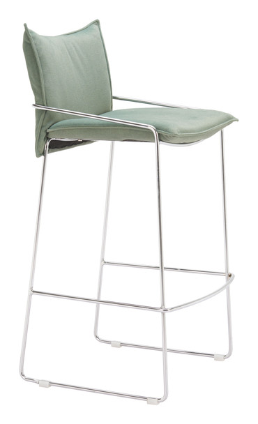 Pola Green Steel and Polyester Barstool