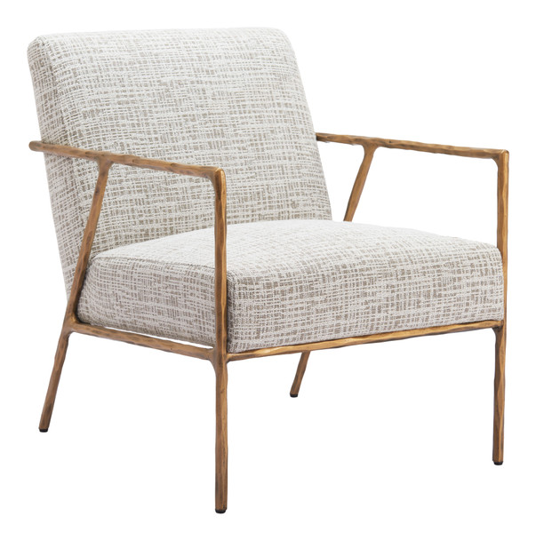 Norrebro Beige Frost Steel and Polyester Accent Chair