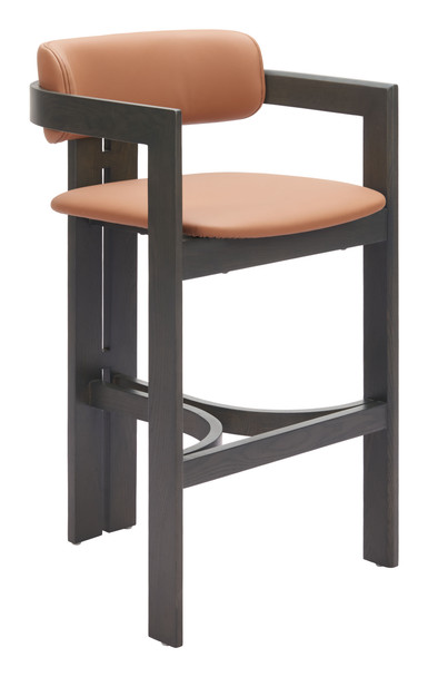 Shaili Brown Fir Wood and Polyurethane Barstool