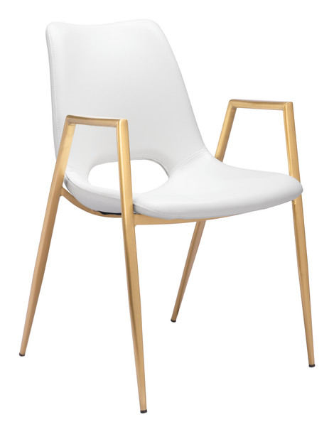 Desi White & Gold (Set of 2) Steel and Polyurethane Dining Chair