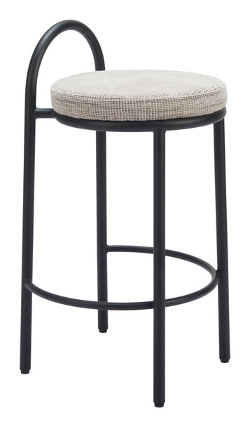 Sisal Beige Tweed (Set of 2) Steel and Polyester Counter Stool