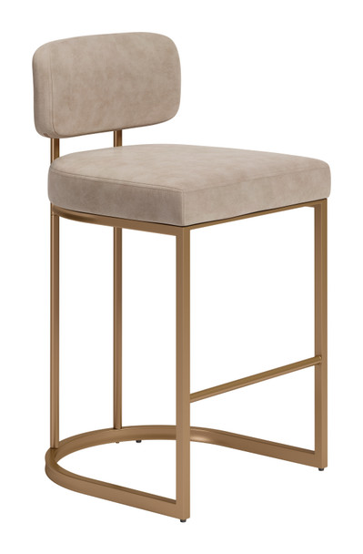 Velar Beige & Bronze (Set of 2) Steel and Polyurethane Counter Stool
