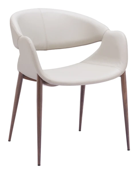 Limay Beige & Walnut (Set of 2) Steel and Polyurethane Dining Chair