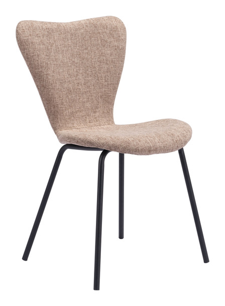 Tollo Brown (Set of 2) Steel and Polyester Stackable Dining Chair