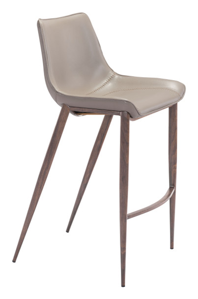 Magnus Brown & Walnut (Set of 2) Steel and Polyurethane Barstool