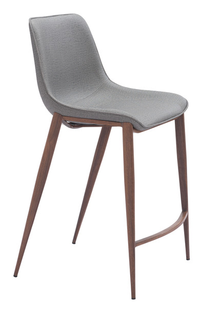Magnus Slate Gray & Walnut (Set of 2) Steel and Polyurethane Counter Stool