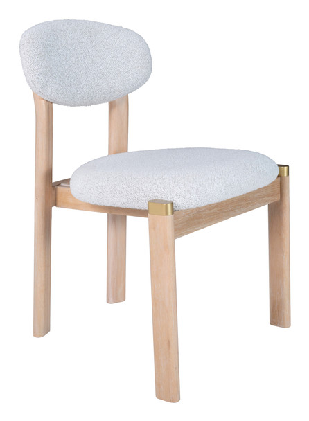 Rilou White & Natural (Set of 2) Rubberwood and Steel Dining Chair