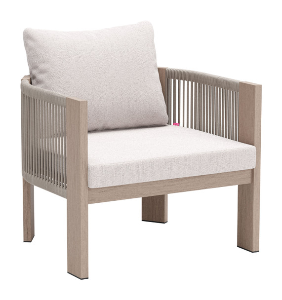 Rebel Beige Aluminum and Polyester Accent Chair for Outdoor Use