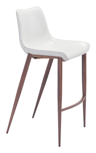 Magnus White & Walnut (Set of 2) Steel and Polyurethane Barstool