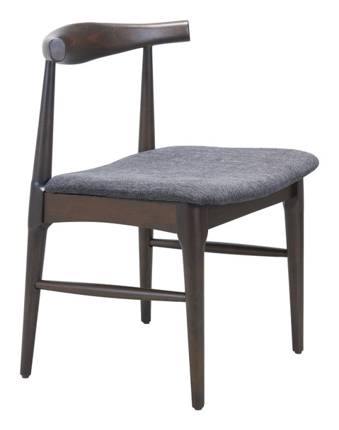 Tuzka Gray & Espresso (Set of 2) Rubberwood and Polyester Dining Chair