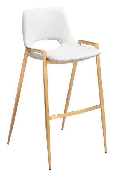 Desi White & Gold (Set of 2) Steel and Polyurethane Barstool