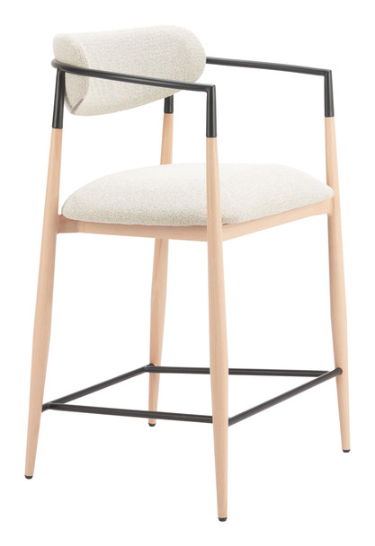 Equinox Oyster Gray & Natural Steel and Polyester Counter Stool