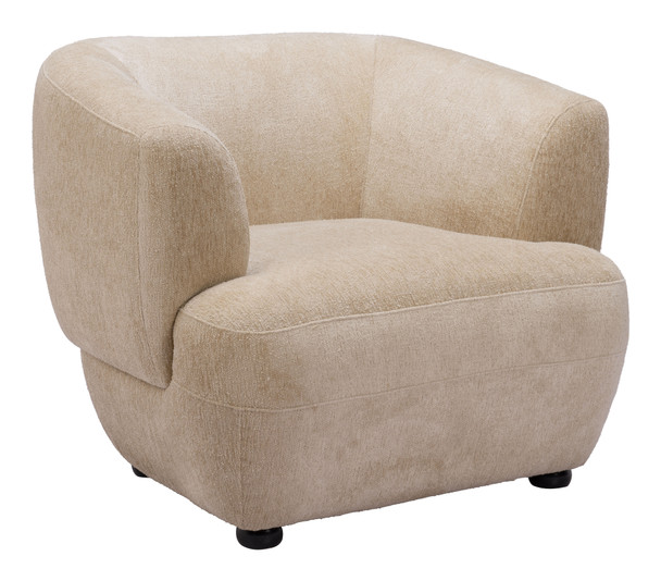 Bekker Golden Beige Birch Wood and Polyester Accent Chair