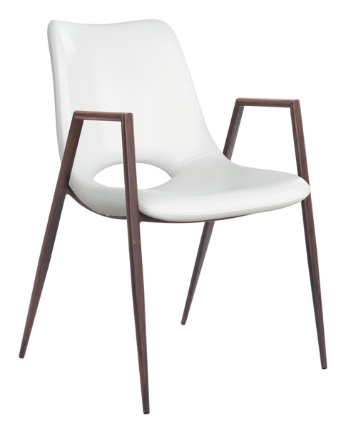 Desi White & Walnut (Set of 2) Steel and Polyurethane Dining Chair