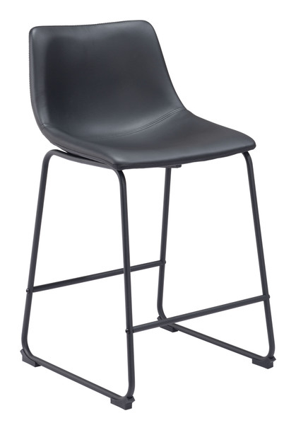 Smart Black (Set of 2) Steel and Polyurethane Counter Stool