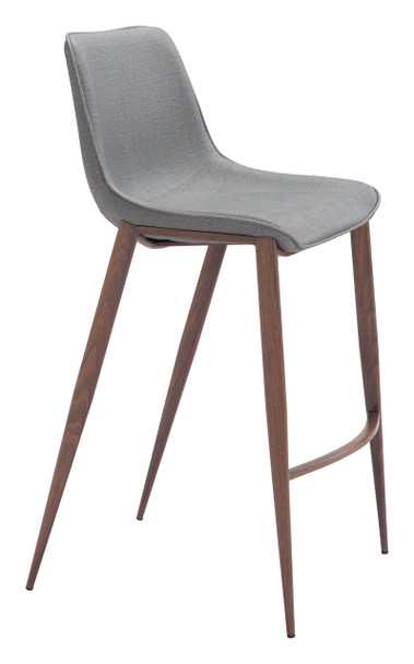 Magnus Slate Gray & Walnut (Set of 2) Steel and Polyurethane Barstool