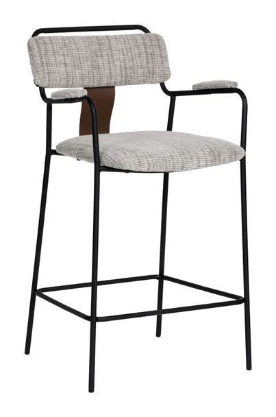 Couva Gray Tweed (Set of 2) Steel and Polyester Counter Stool