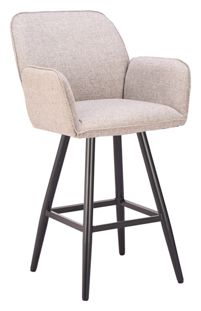 Sieve Beige Aluminum and Olefin Swivel Barstool for Outdoor Use