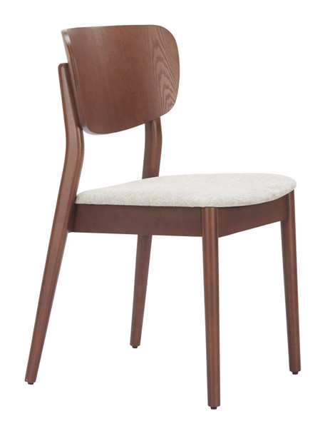 Kellua Beige & Walnut (Set of 2) Rubberwood and Polyester Dining Chair
