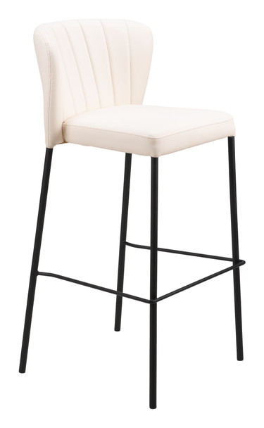 Linz Cream (Set of 2) Steel and Polyurethane Stackable Barstool
