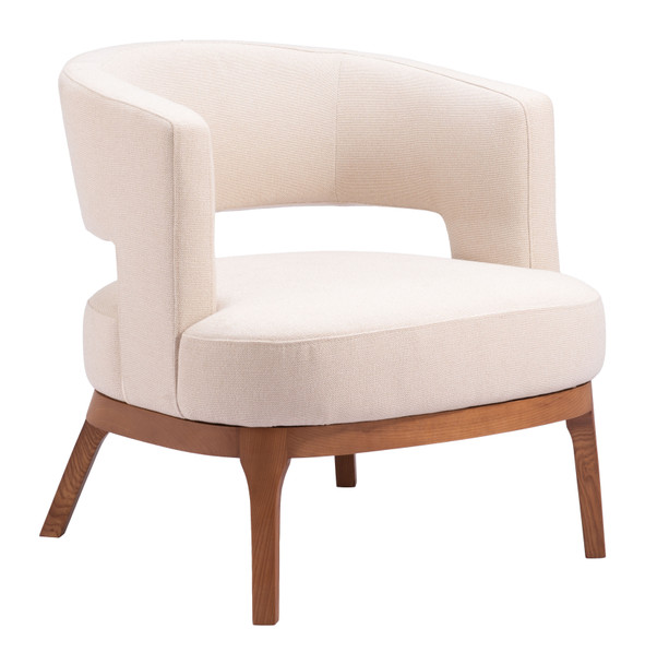Penryn Beige Ash Wood and Polyester Accent Chair