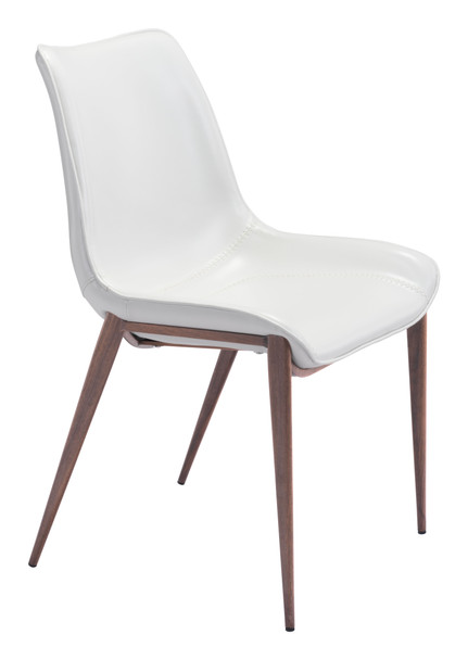 Magnus White & Walnut (Set of 2) Steel and Polyurethane Dining Chair