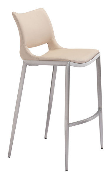 Ace Light Pink & Silver (Set of 2) Stainless Steel and Polyurethane Barstool