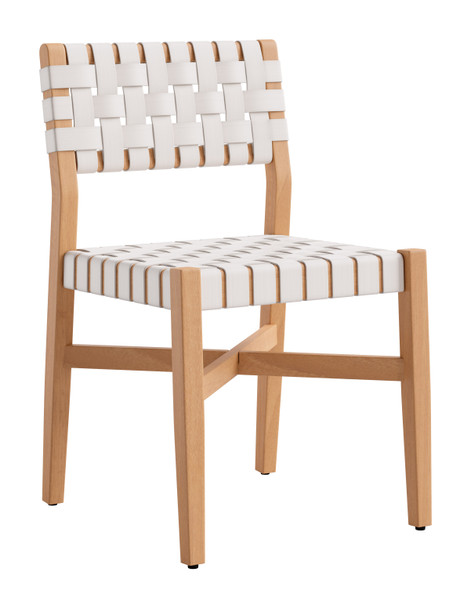 Mizuya White Acacia Wood Dining Chair for Outdoor Use