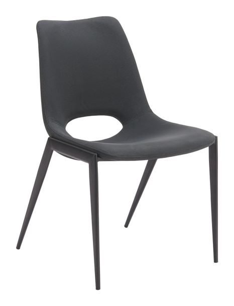 Desi Black (Set of 2) Steel and Polyurethane Armless Dining Chair