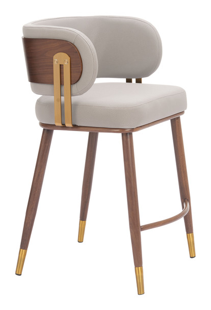 Brew Beige & Walnut Steel and Polyurethane Counter Stool