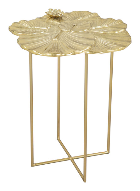 Lotus Gold Aluminum and Iron Side Table