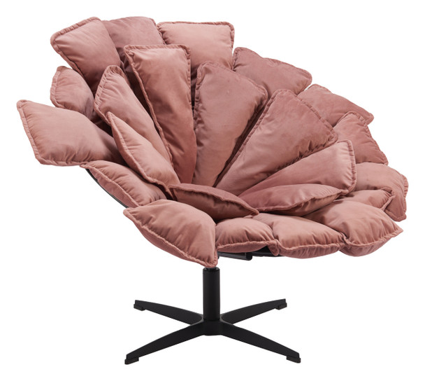 Kipas Pink Steel and Polyester Swivel Accent Chair